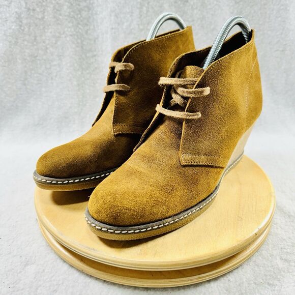 J Crew Womens McAllister Boot Size 8 Brown Suede Wedge Heel Lace Up Desert Boot - Picture 3 of 8